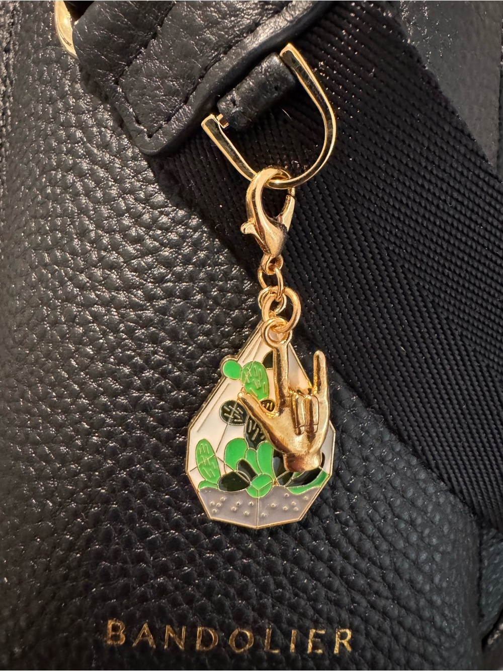 🤟🏻 American Sign Language, I love you with succulent plants gold charm